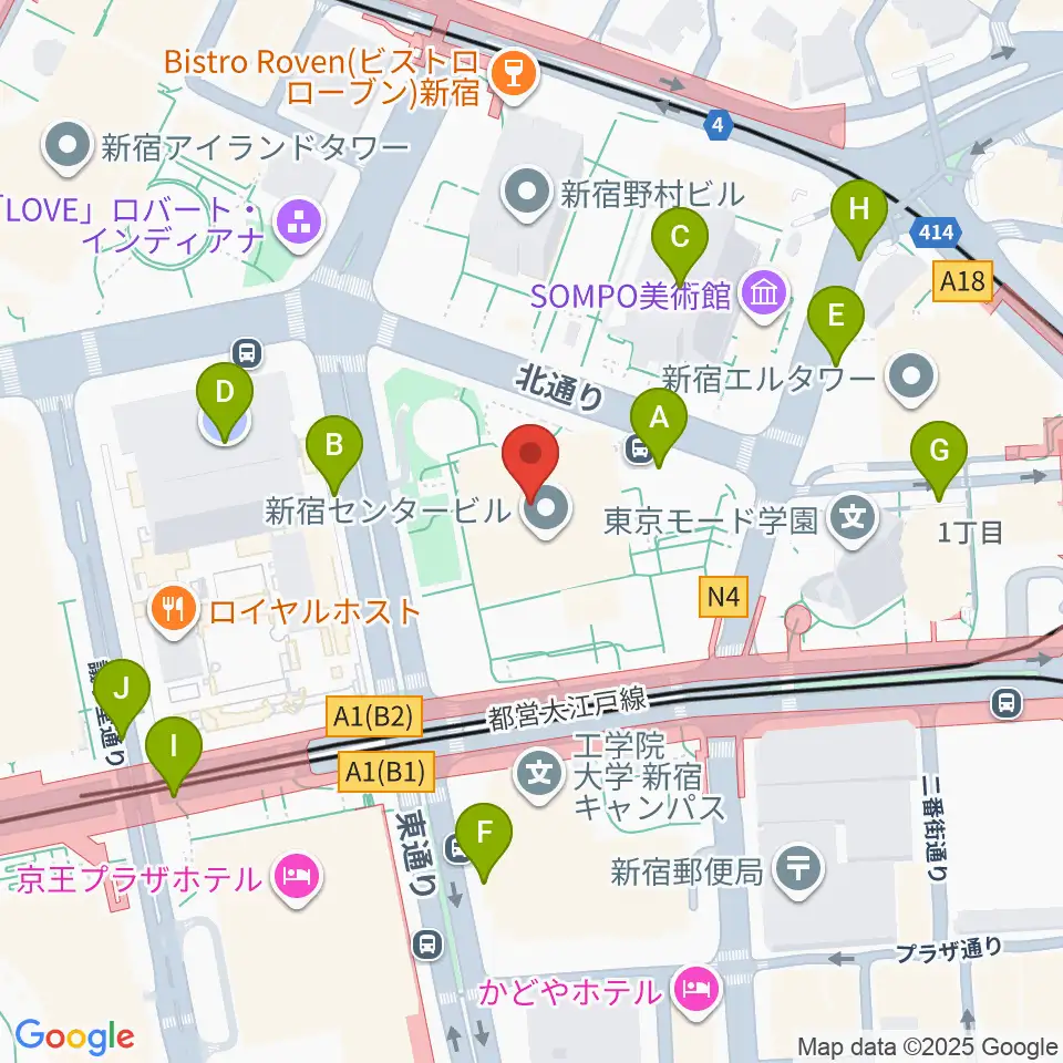ヤマノミュージックサロン新宿周辺の駐車場・コインパーキング一覧地図