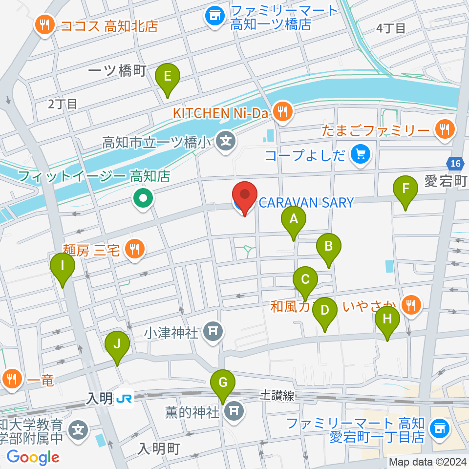 高知キャラバンサライ周辺の駐車場・コインパーキング一覧地図