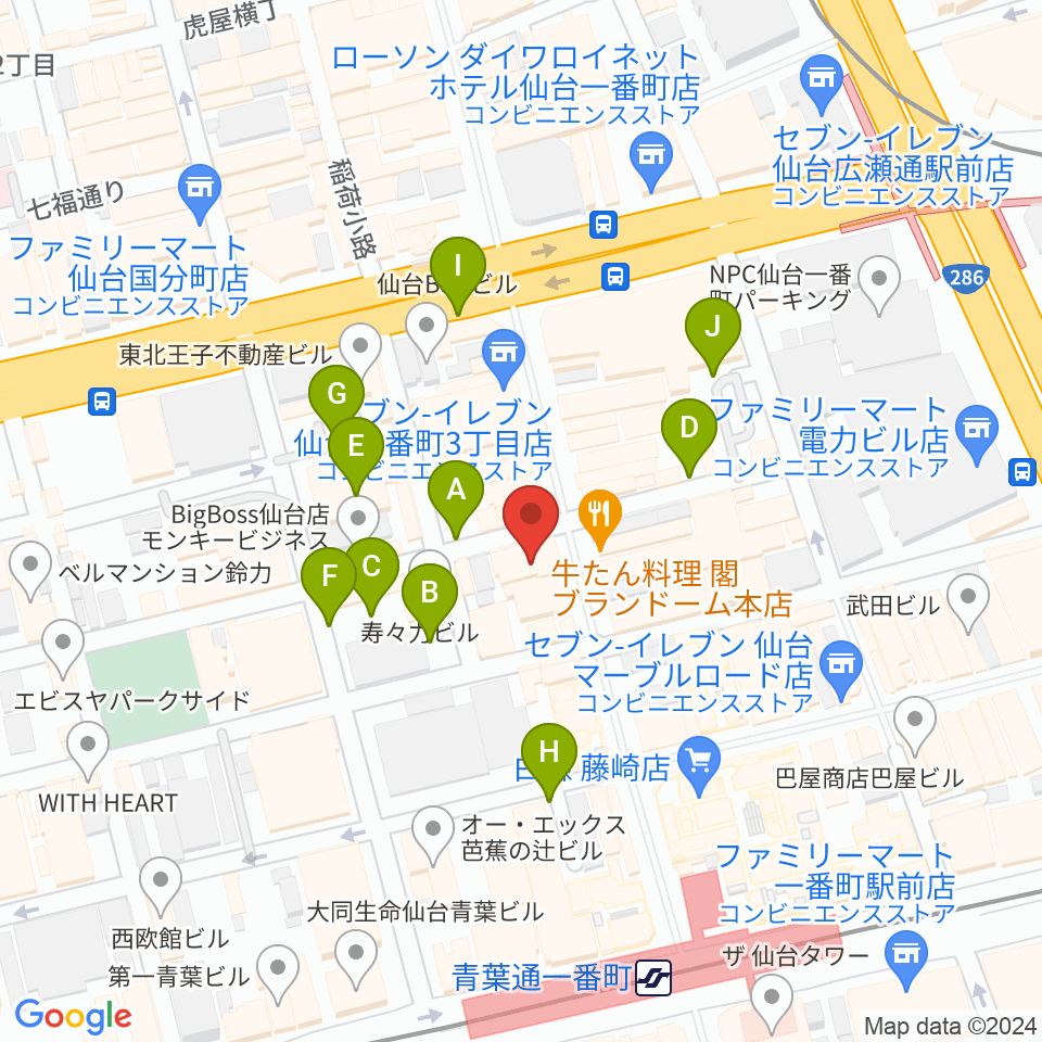 仙台darwin周辺の駐車場・コインパーキング一覧地図