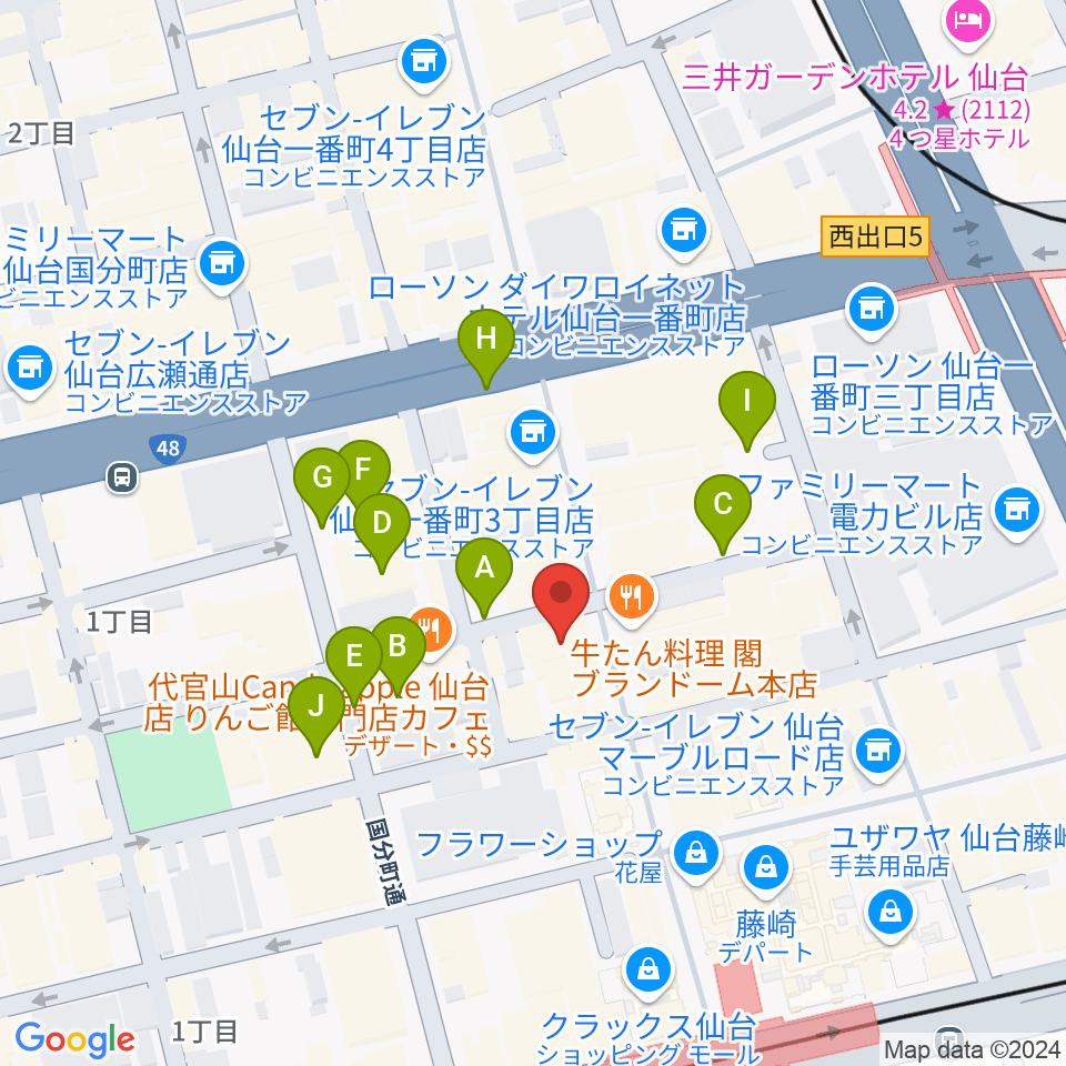 仙台darwin周辺の駐車場・コインパーキング一覧地図