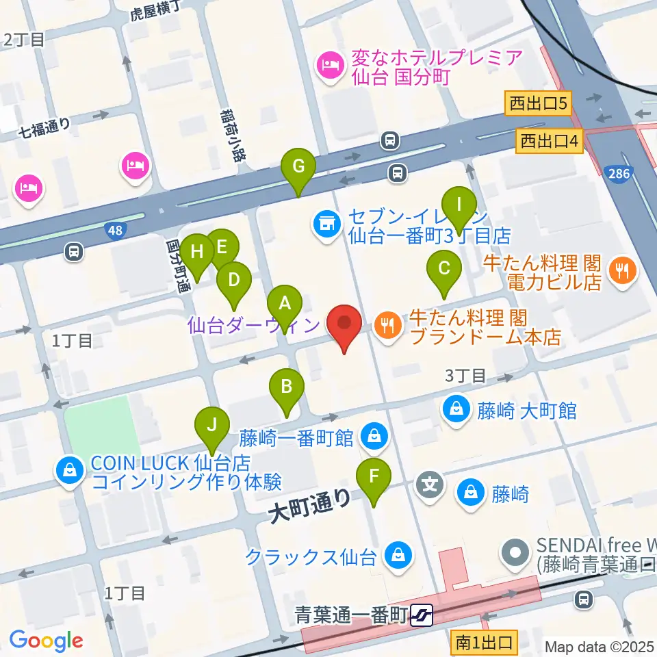 仙台darwin周辺の駐車場・コインパーキング一覧地図