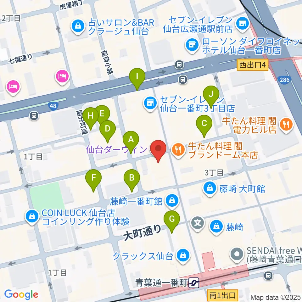 仙台darwin周辺の駐車場・コインパーキング一覧地図