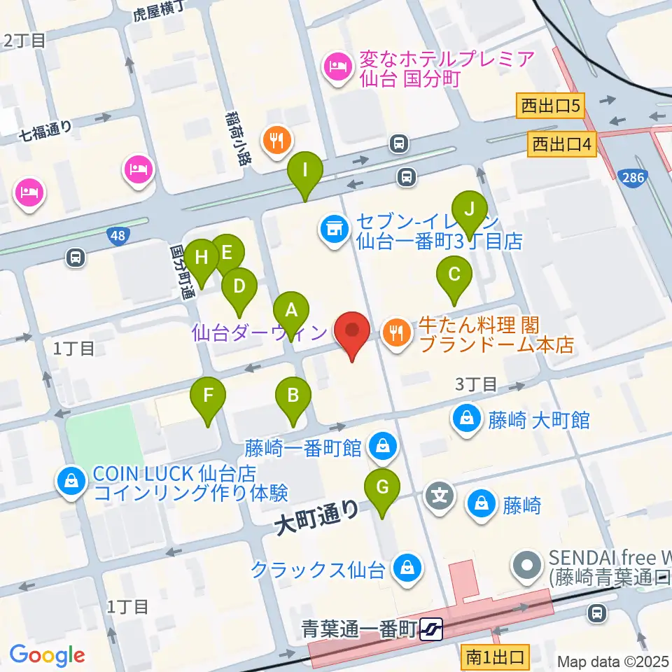 仙台darwin周辺の駐車場・コインパーキング一覧地図