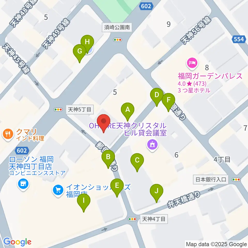 GMボーカル・アカデミー福岡天神校周辺の駐車場・コインパーキング一覧地図
