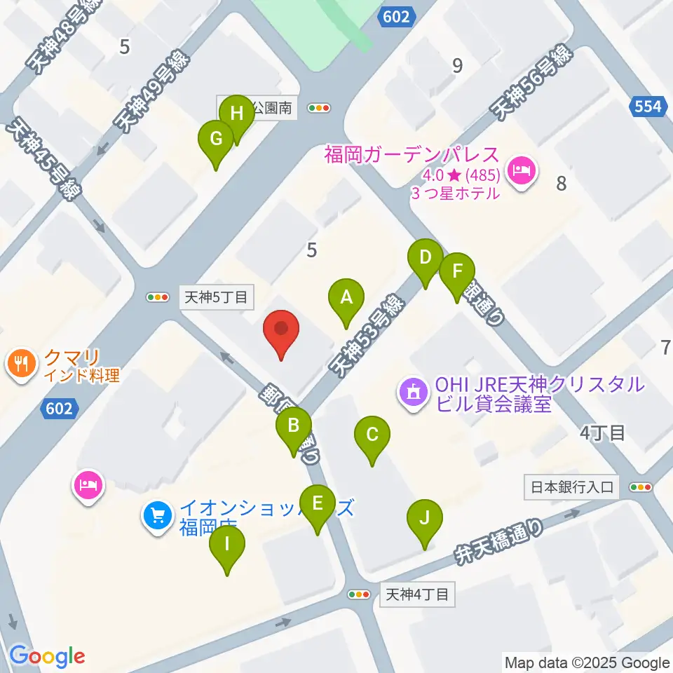 GMボーカル・アカデミー福岡天神校周辺の駐車場・コインパーキング一覧地図