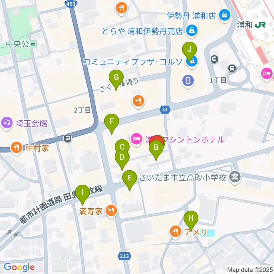 浦和ナルシス周辺の駐車場・コインパーキング一覧地図