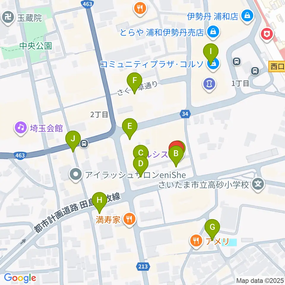 浦和ナルシス周辺の駐車場・コインパーキング一覧地図