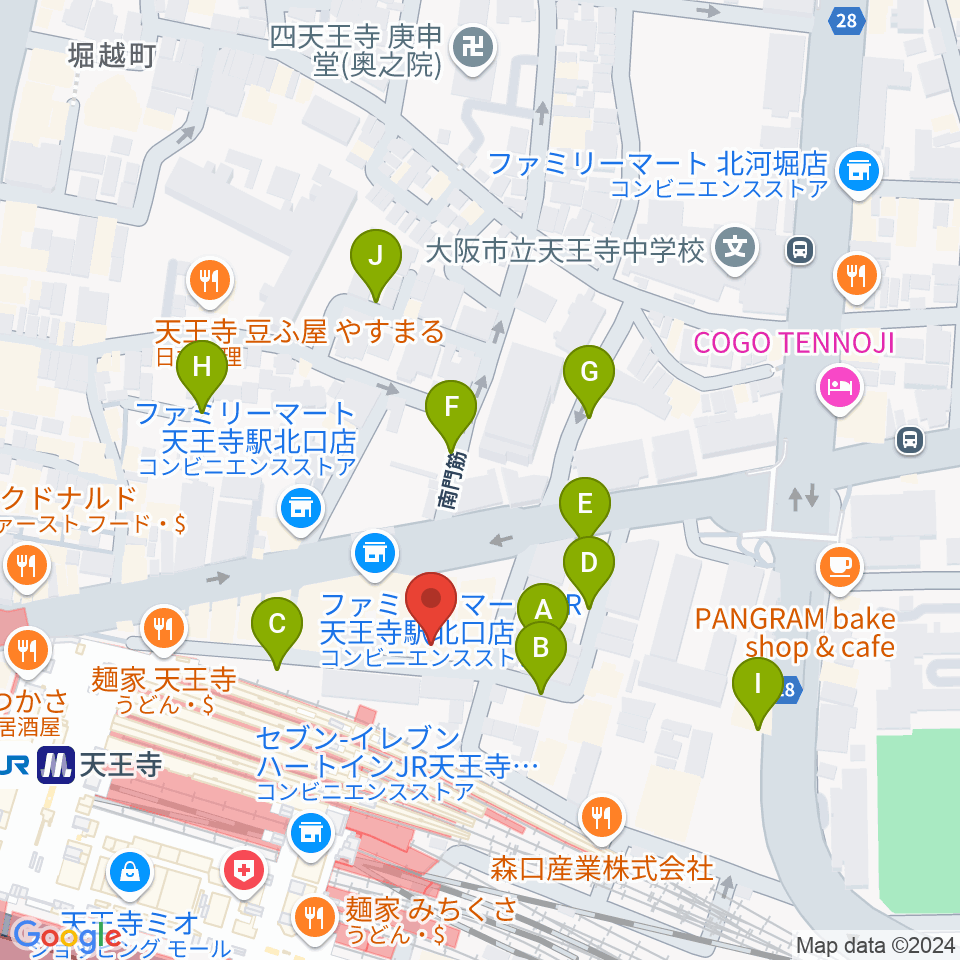 ベースオントップ天王寺店周辺の駐車場・コインパーキング一覧地図