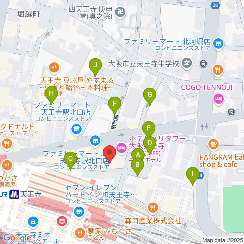 ベースオントップ天王寺店周辺の駐車場・コインパーキング一覧地図