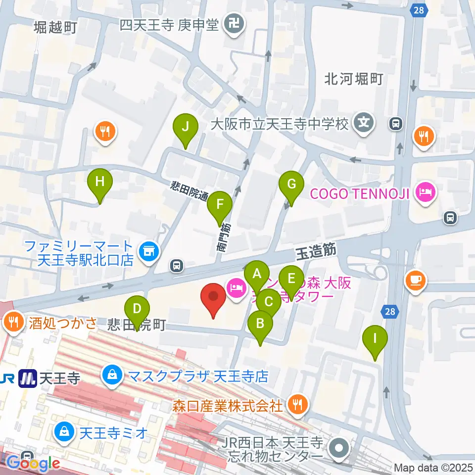 ベースオントップ天王寺店周辺の駐車場・コインパーキング一覧地図