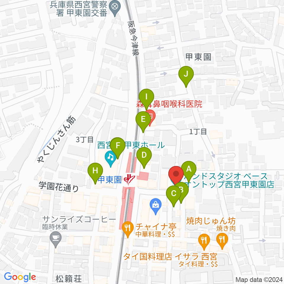 BASS ON TOP 甲東園店周辺の駐車場・コインパーキング一覧地図