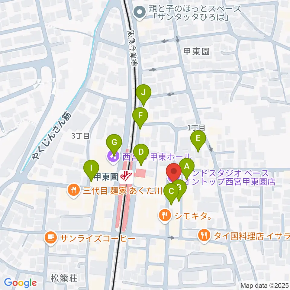 BASS ON TOP 甲東園店周辺の駐車場・コインパーキング一覧地図