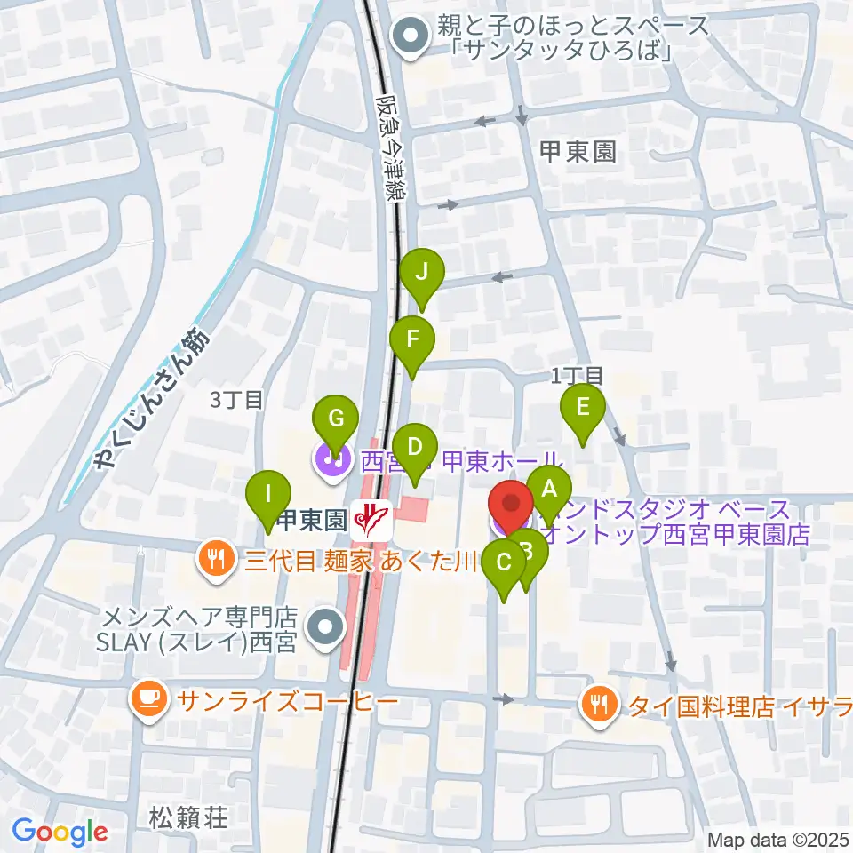 BASS ON TOP 甲東園店周辺の駐車場・コインパーキング一覧地図