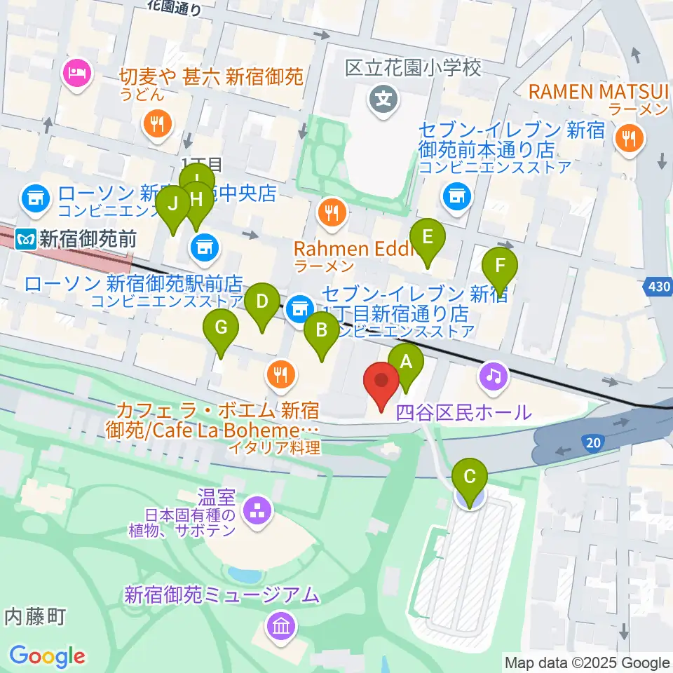 マエストローラ音楽院周辺の駐車場・コインパーキング一覧地図