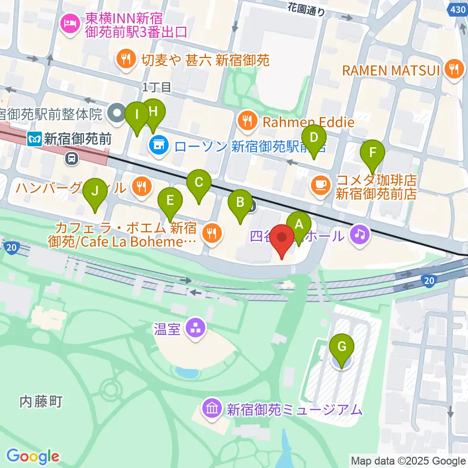 マエストローラ音楽院周辺の駐車場・コインパーキング一覧地図