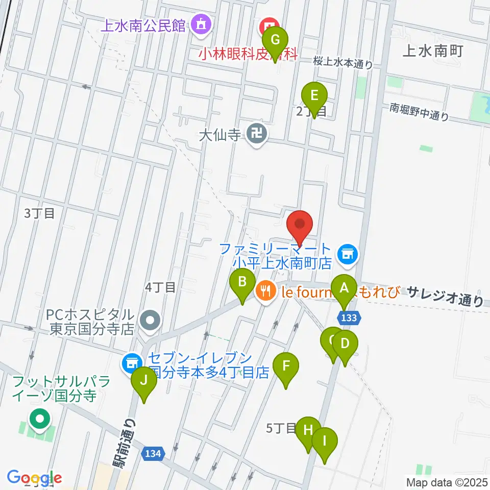 国分寺 音楽教室 I STUDIO周辺の駐車場・コインパーキング一覧地図