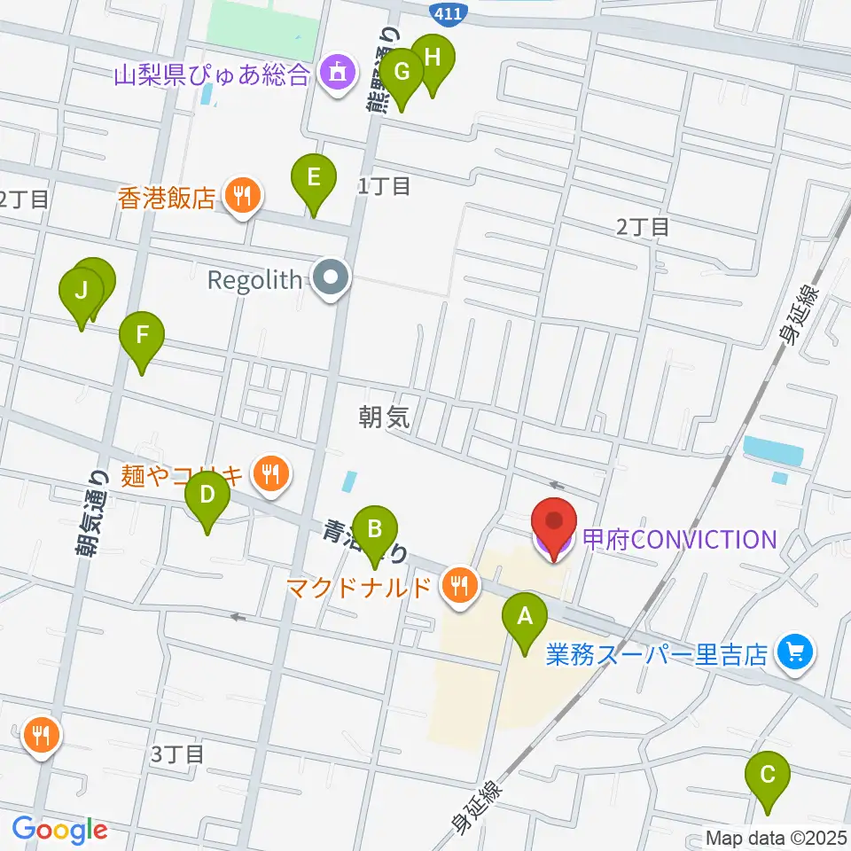 甲府コンビクション周辺の駐車場・コインパーキング一覧地図