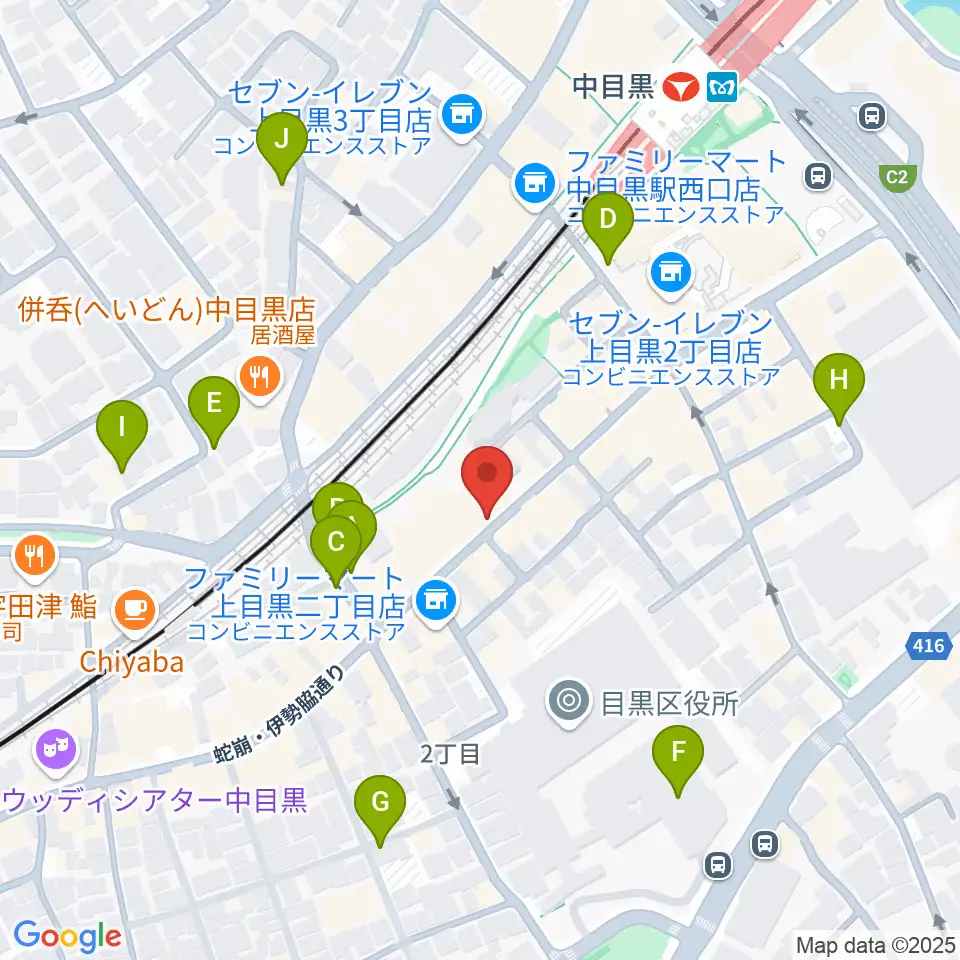 中目黒 楽屋周辺の駐車場・コインパーキング一覧地図