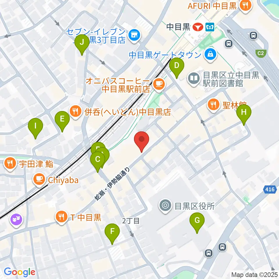 中目黒 楽屋周辺の駐車場・コインパーキング一覧地図