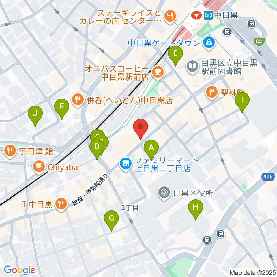 中目黒 楽屋周辺の駐車場・コインパーキング一覧地図