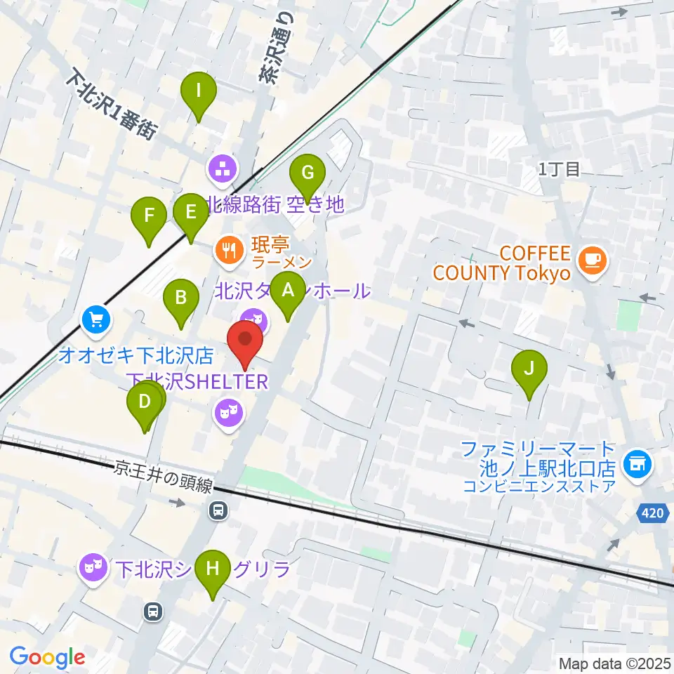 下北沢アンダーニース周辺の駐車場・コインパーキング一覧地図
