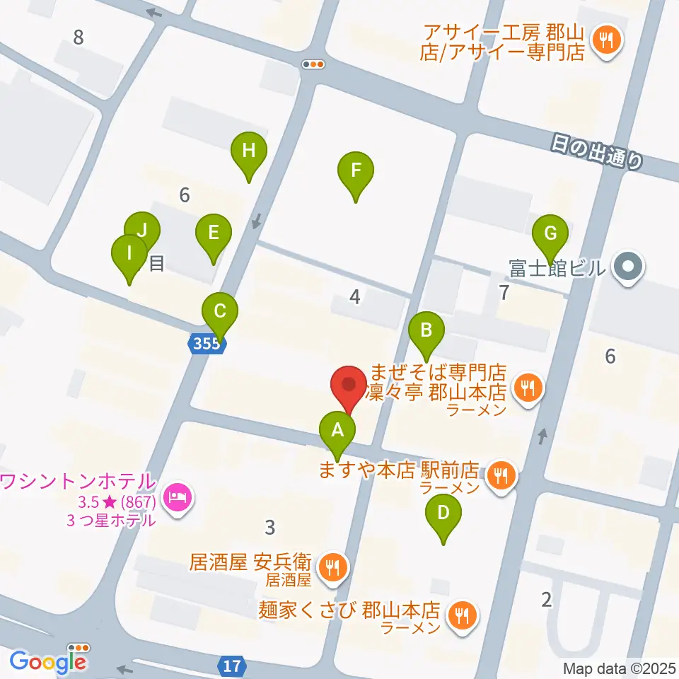 郡山CLUB＃９周辺の駐車場・コインパーキング一覧地図