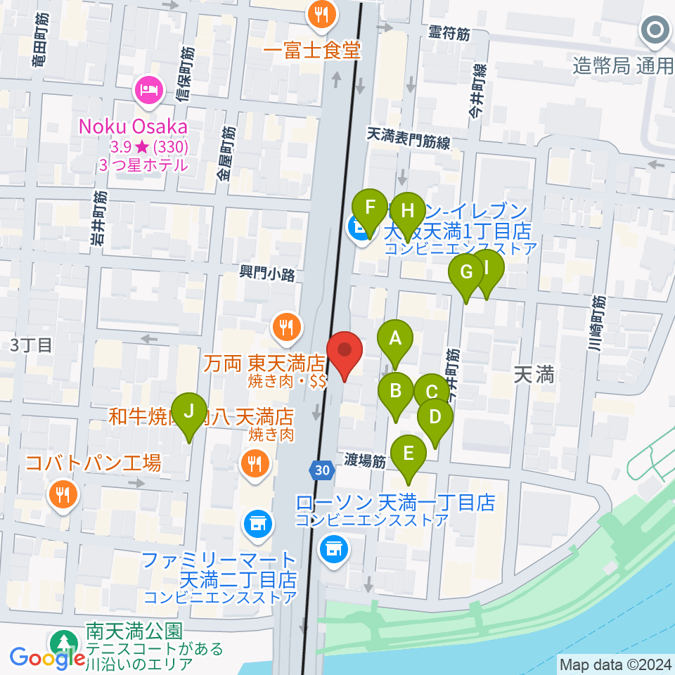 天満RAW TRACKS周辺の駐車場・コインパーキング一覧地図