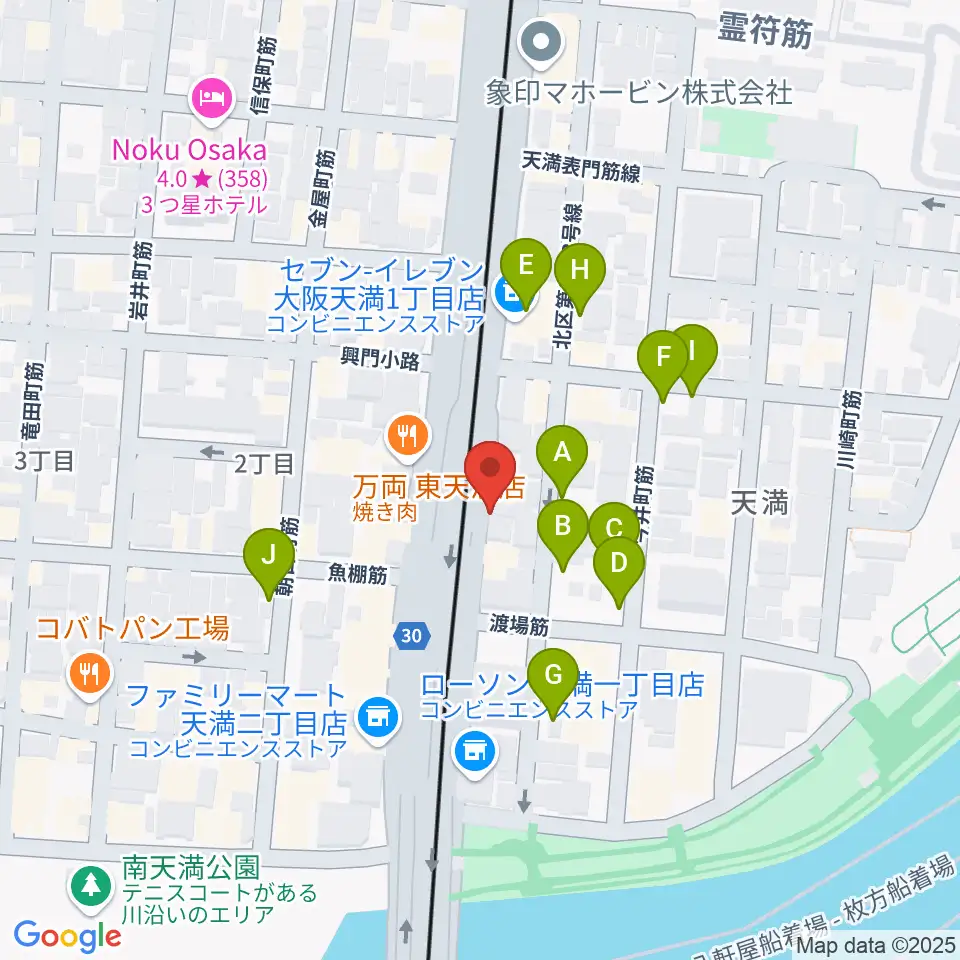 天満RAW TRACKS周辺の駐車場・コインパーキング一覧地図