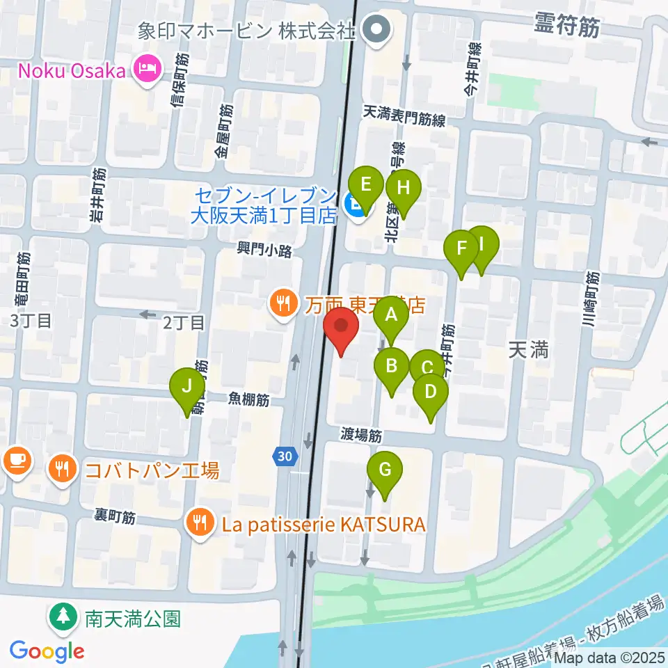 天満RAW TRACKS周辺の駐車場・コインパーキング一覧地図