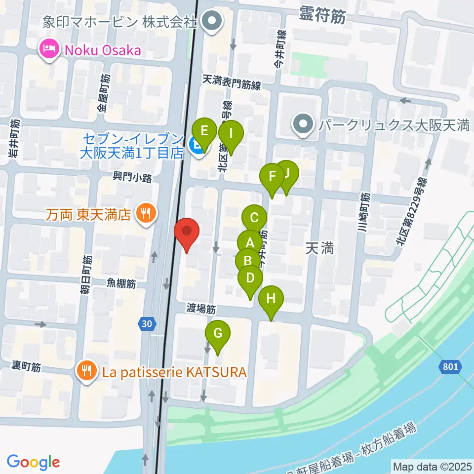 天満RAW TRACKS周辺の駐車場・コインパーキング一覧地図