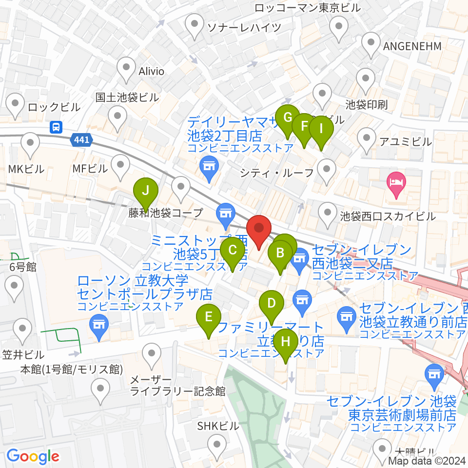 Beeボーカルスクール池袋本校周辺の駐車場・コインパーキング一覧地図