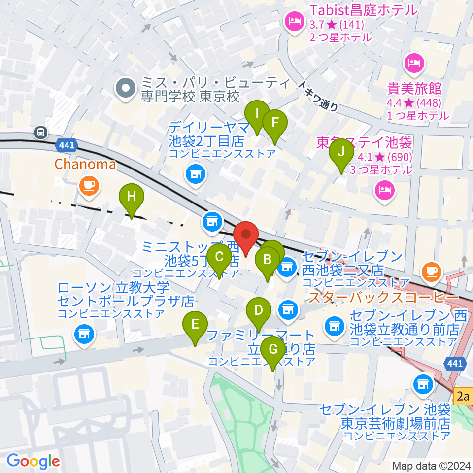 Beeボーカルスクール池袋本校周辺の駐車場・コインパーキング一覧地図