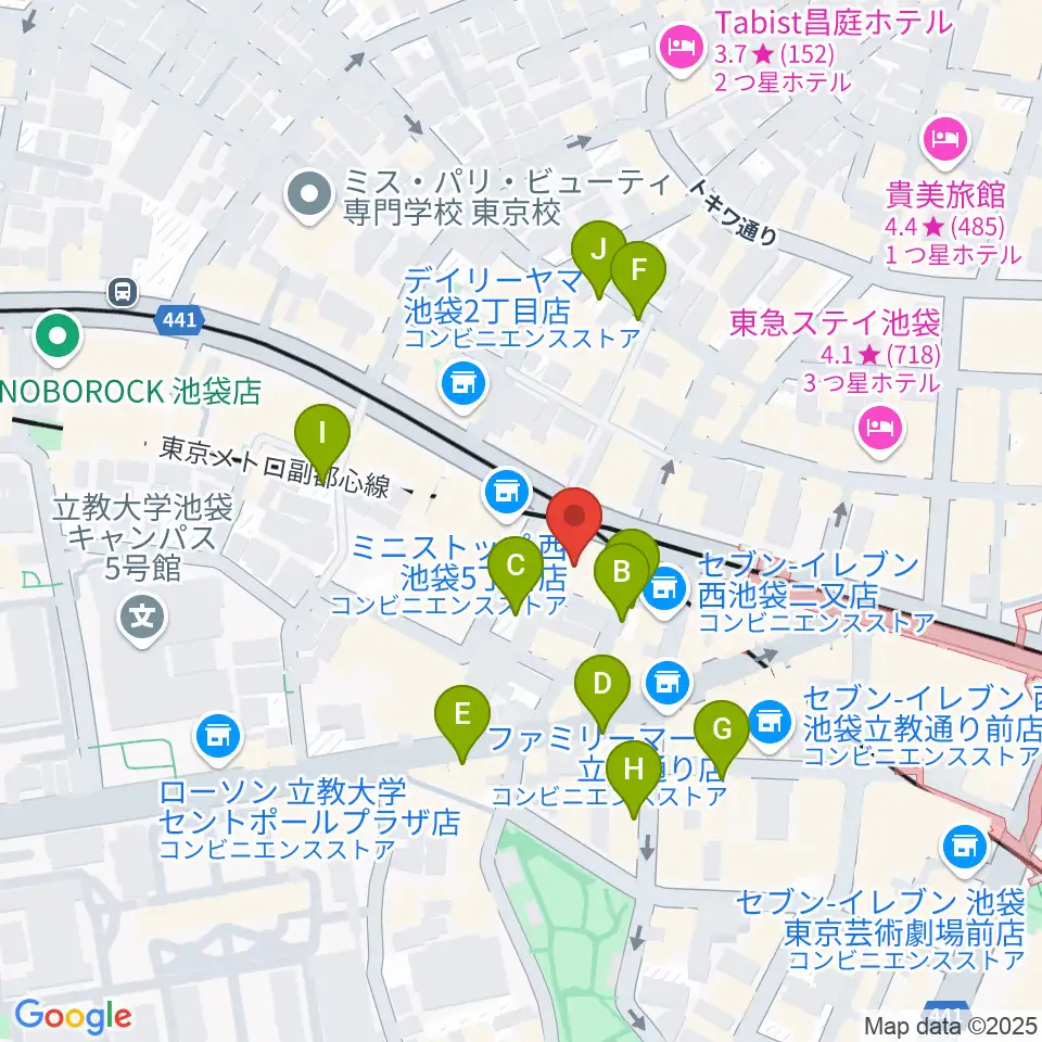 Beeボーカルスクール池袋本校周辺の駐車場・コインパーキング一覧地図