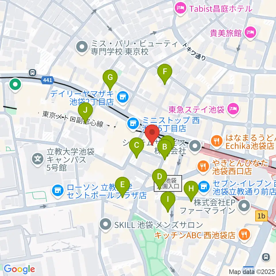 Beeボーカルスクール池袋本校周辺の駐車場・コインパーキング一覧地図