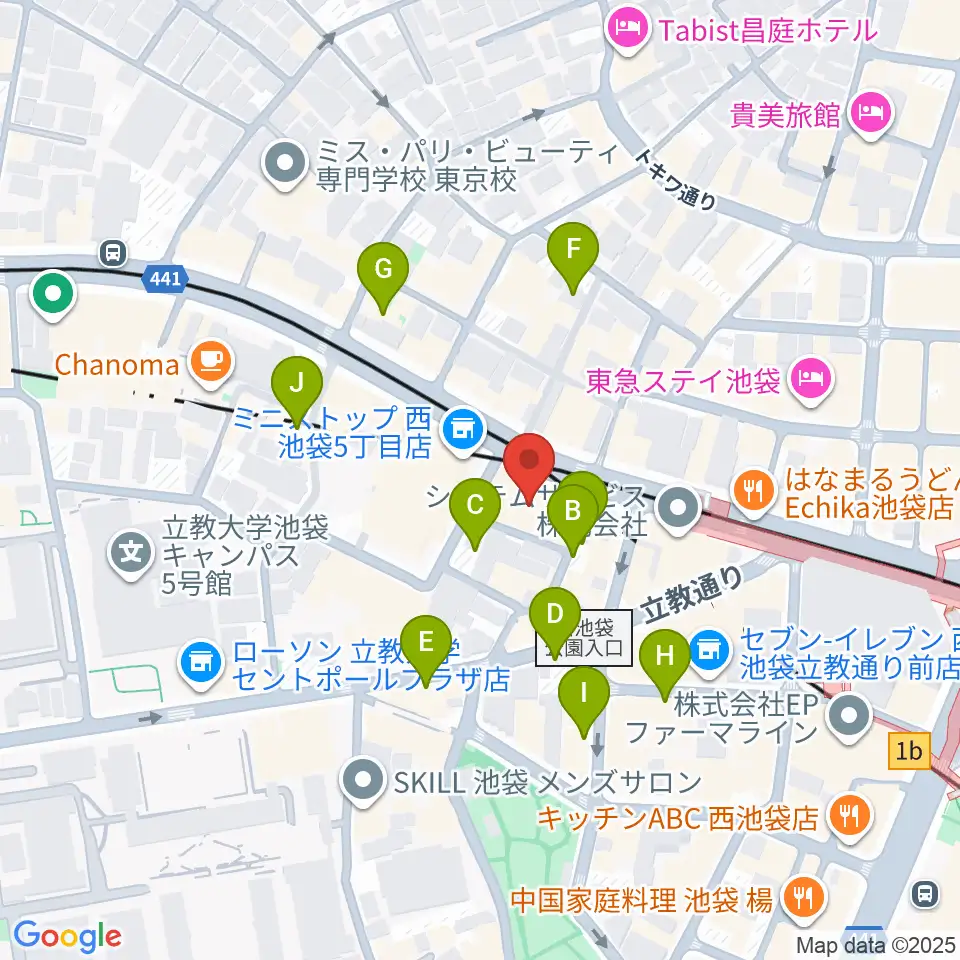 Beeボーカルスクール池袋本校周辺の駐車場・コインパーキング一覧地図