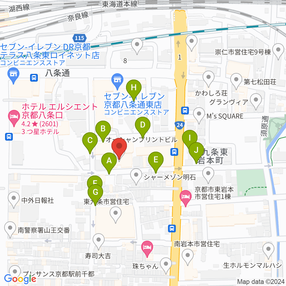 京都スタジオウェーブ周辺の駐車場・コインパーキング一覧地図