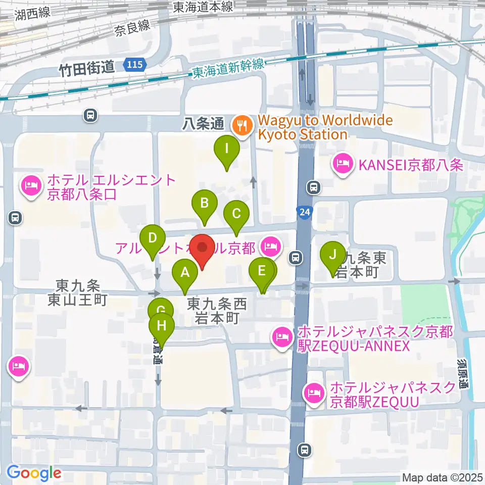 京都スタジオウェーブ周辺の駐車場・コインパーキング一覧地図