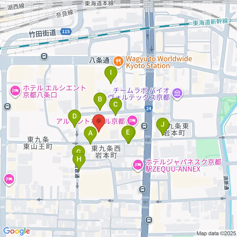 京都スタジオウェーブ周辺の駐車場・コインパーキング一覧地図