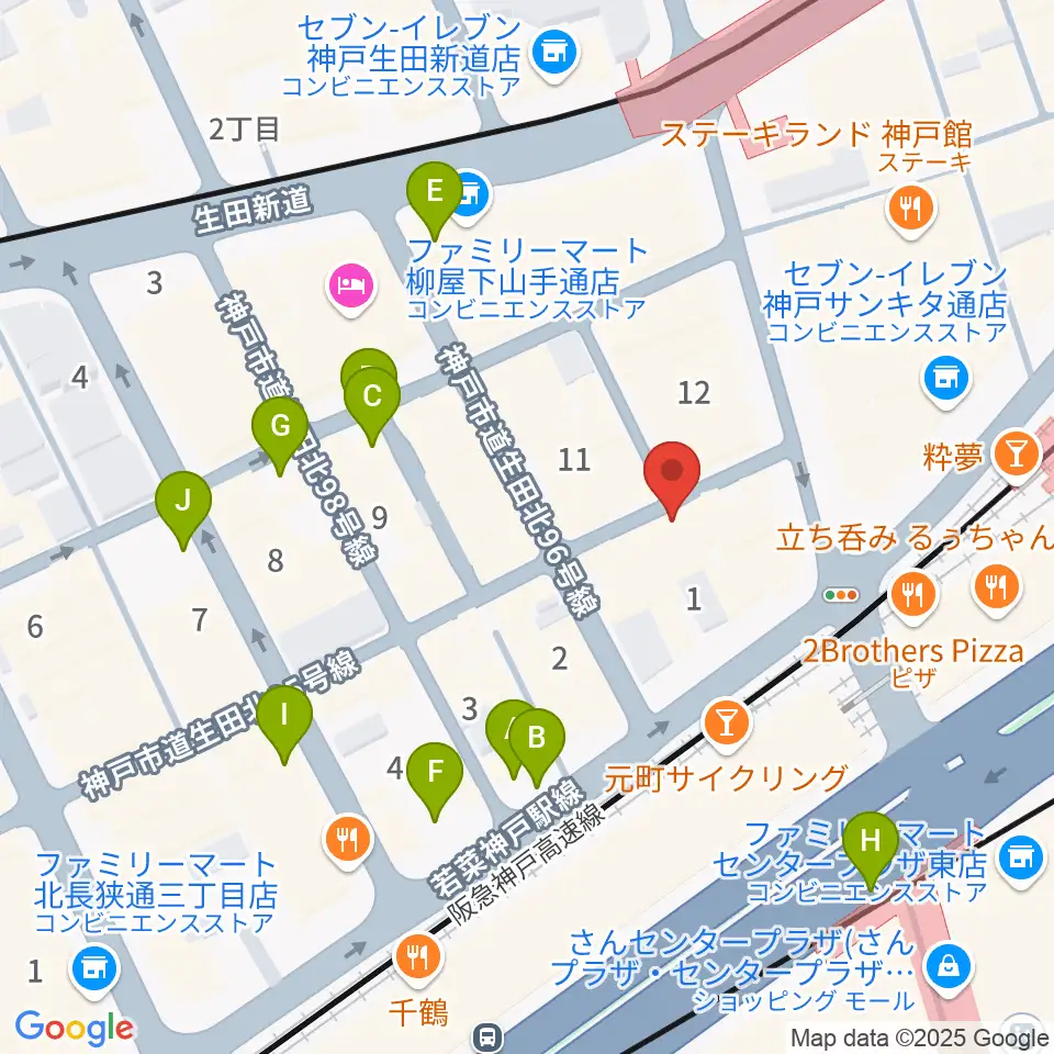 三宮Studio246 WEST周辺の駐車場・コインパーキング一覧地図