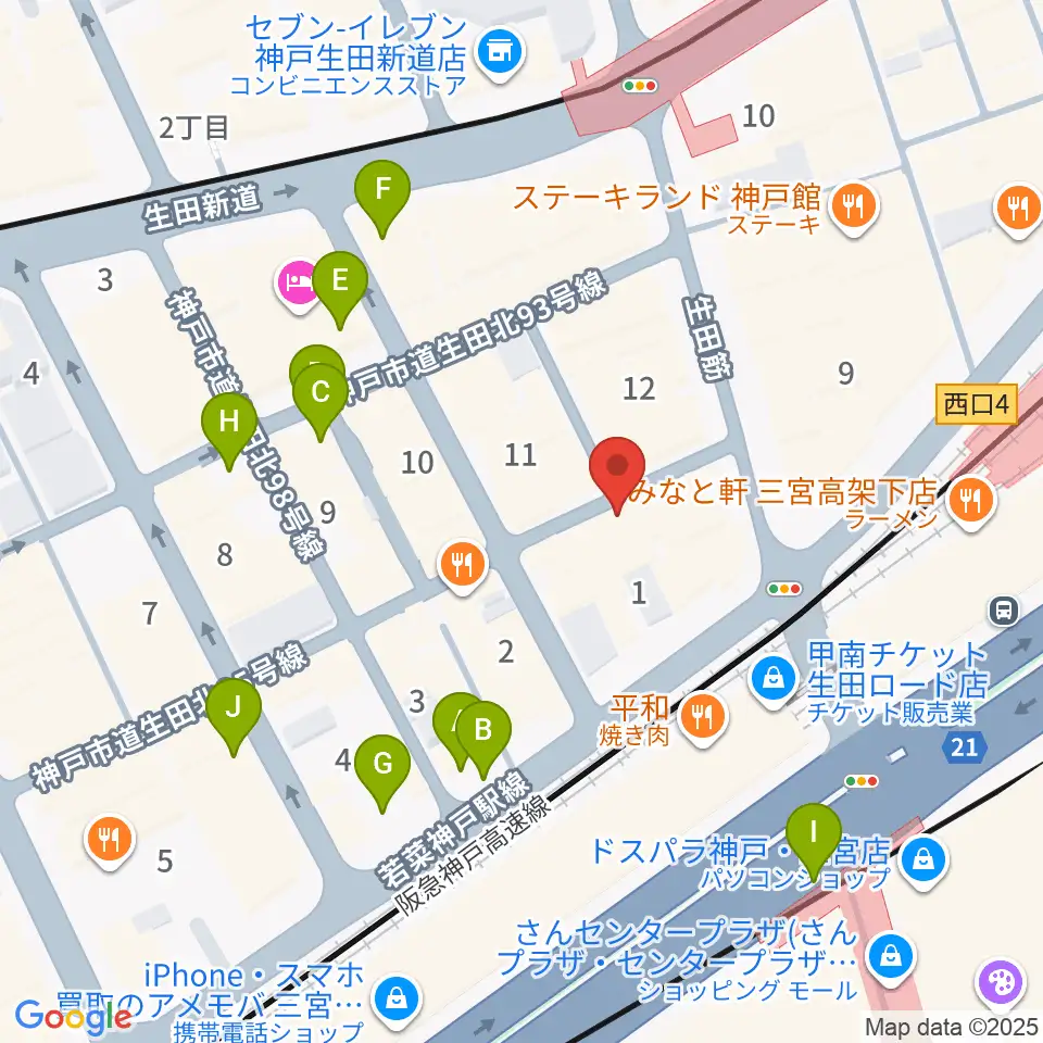 三宮Studio246 WEST周辺の駐車場・コインパーキング一覧地図