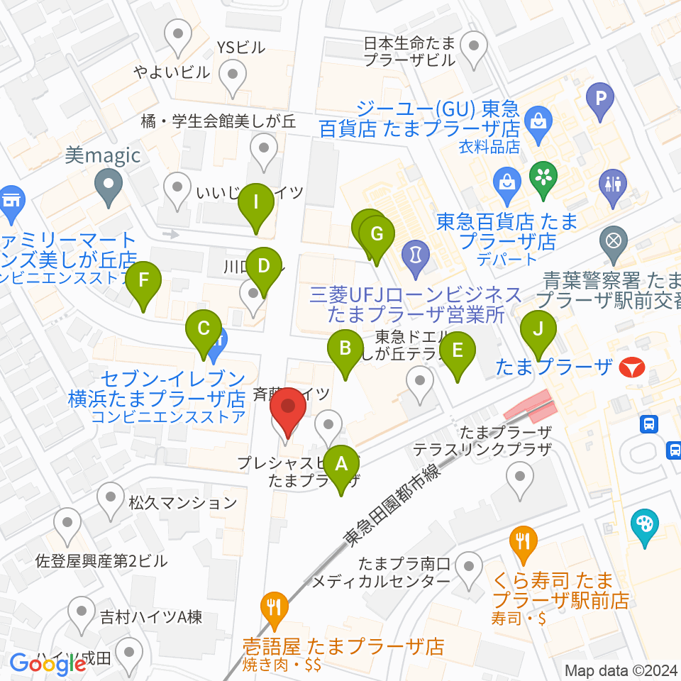 グレースハープ横浜たまプラーザ店周辺の駐車場・コインパーキング一覧地図