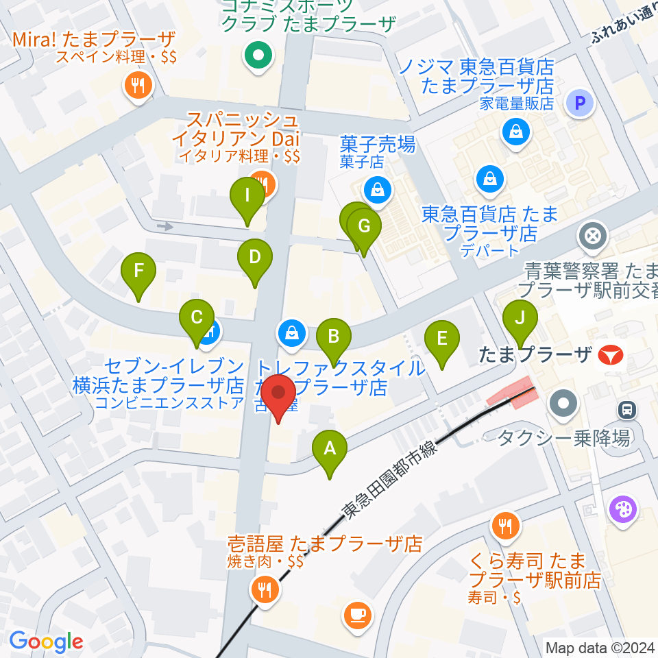 グレースハープ横浜たまプラーザ店周辺の駐車場・コインパーキング一覧地図