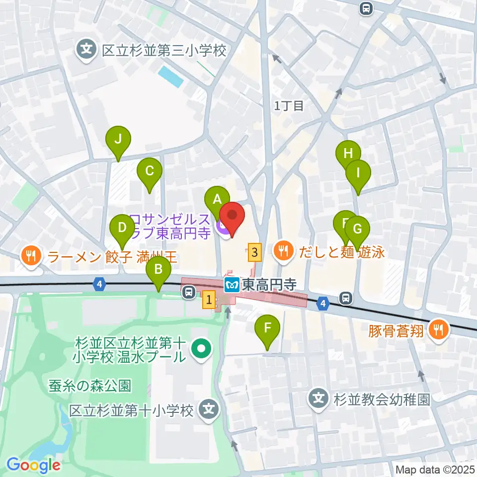 東高円寺ロサンゼルスクラブ周辺の駐車場・コインパーキング一覧地図
