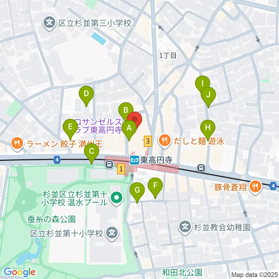 東高円寺ロサンゼルスクラブ周辺の駐車場・コインパーキング一覧地図