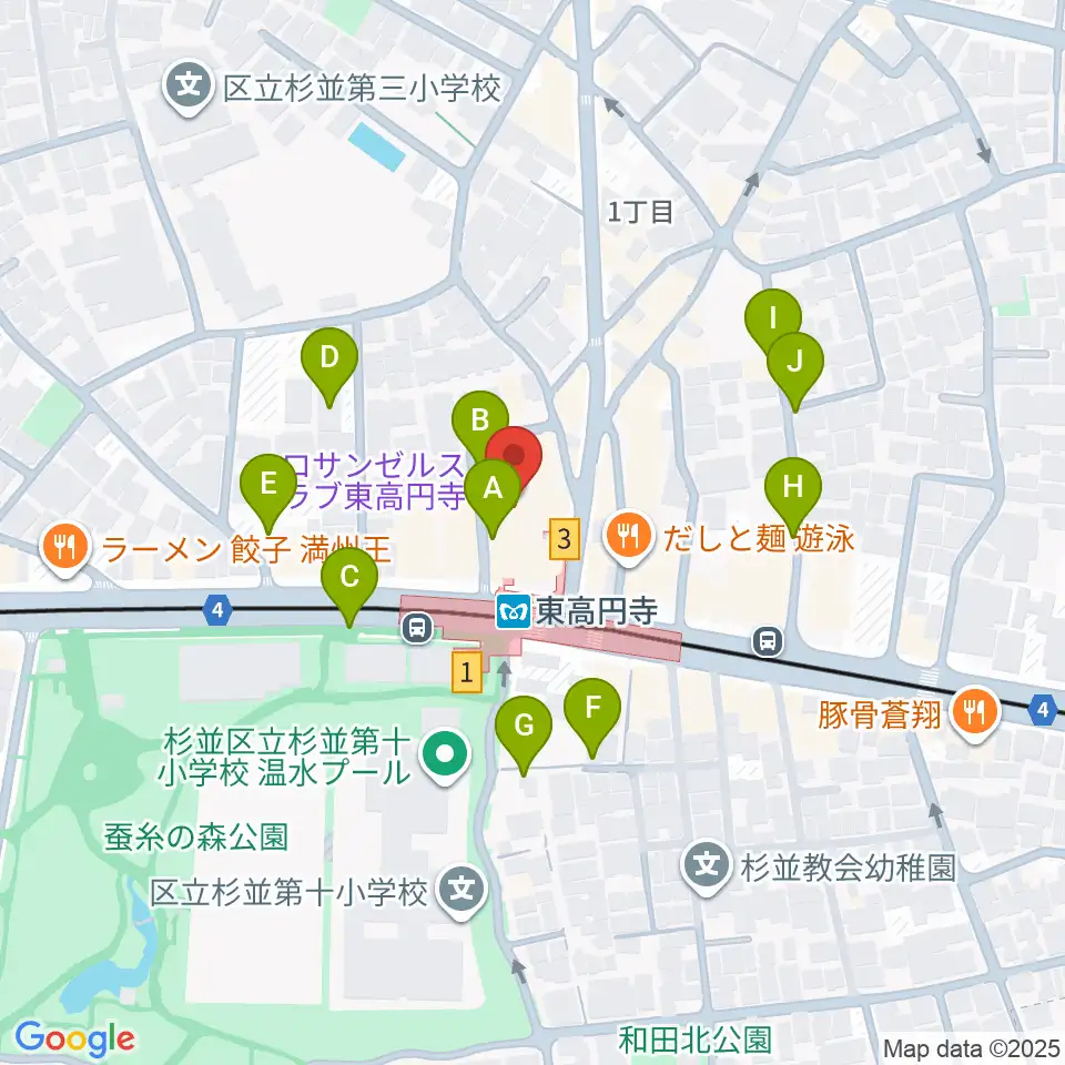 東高円寺ロサンゼルスクラブ周辺の駐車場・コインパーキング一覧地図