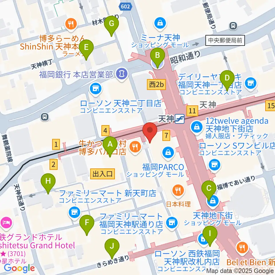 イシバシ楽器 福岡パルコ店周辺の駐車場・コインパーキング一覧地図