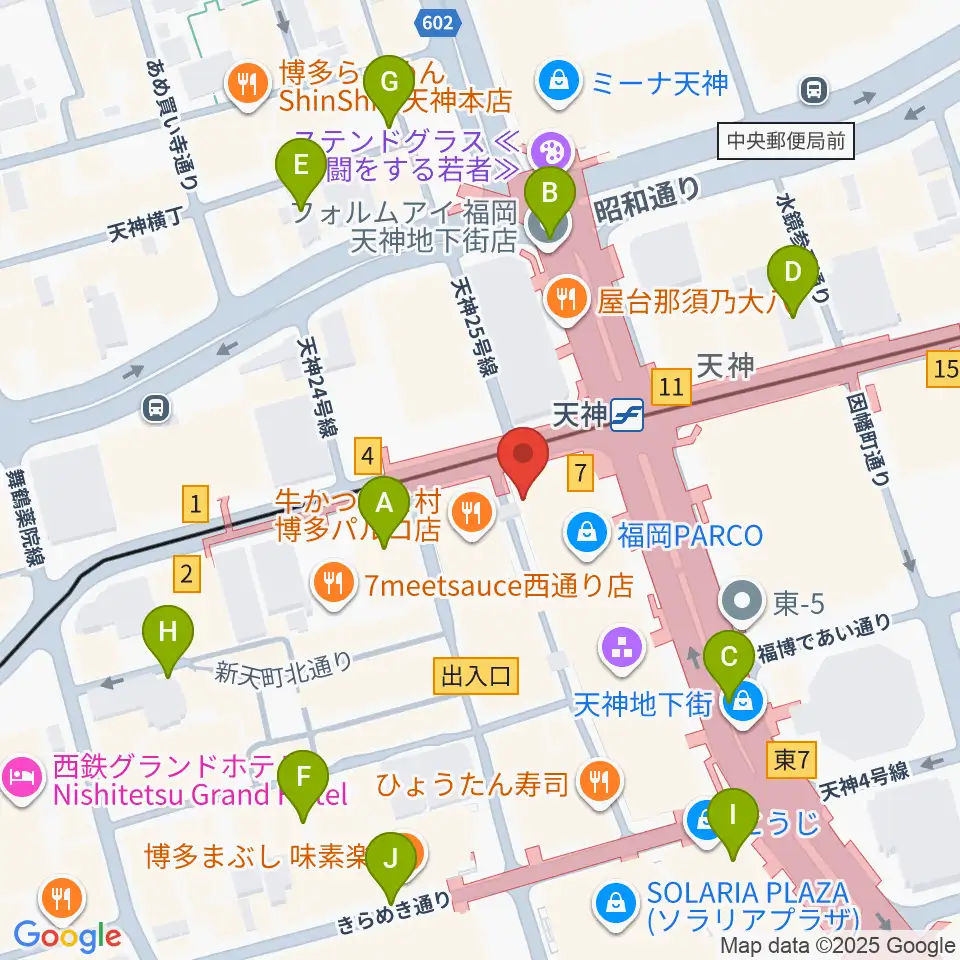 イシバシ楽器 福岡パルコ店周辺の駐車場・コインパーキング一覧地図