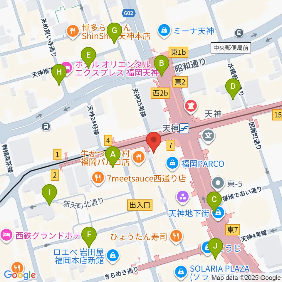 イシバシ楽器 福岡パルコ店周辺の駐車場・コインパーキング一覧地図