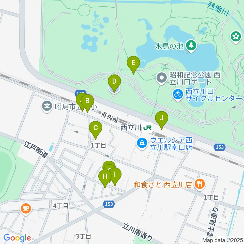 西立川総合音楽センター周辺の駐車場・コインパーキング一覧地図