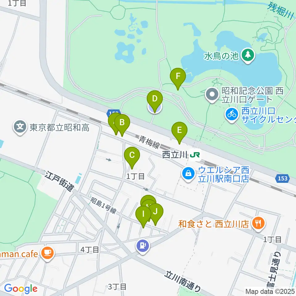 西立川総合音楽センター周辺の駐車場・コインパーキング一覧地図